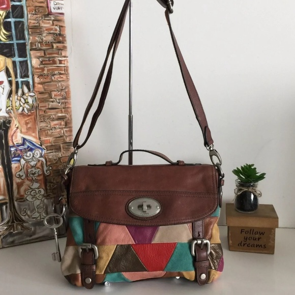 Fossil Handbags - Fossil Maddox Patchwork Leather Suede Bag